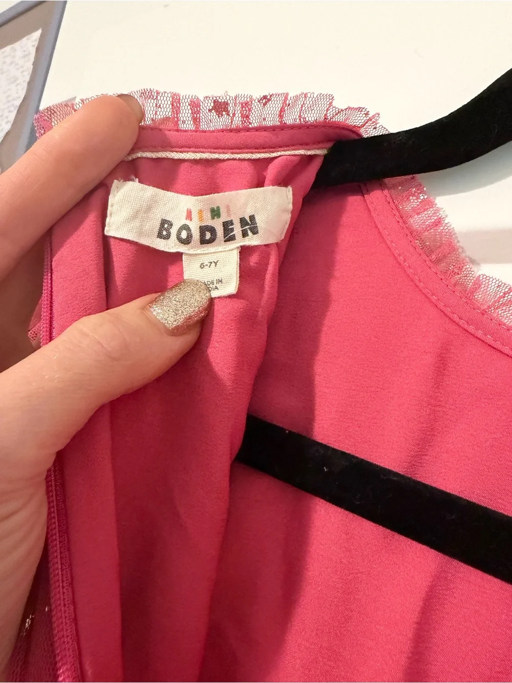 Mini Boden Hot Pink Star Tulle Tiered Dress